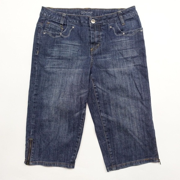 Gitano Bermuda Shorts Women's Size 10 Blue Denim 5-Pockets Ankle Cotton Stretch - Picture 1 of 6